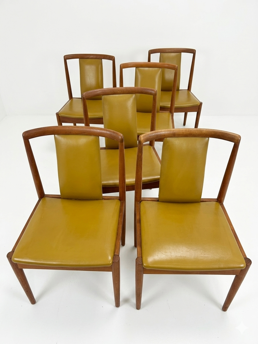 Mid Century Parker Furniture short T-Back No 88 Teak Dining Chairs Set of 6