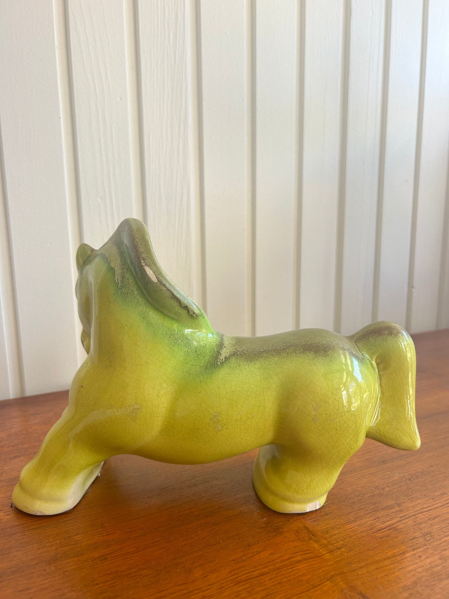 Mid Century Frankoma horse pottery figure bright lime and yellow