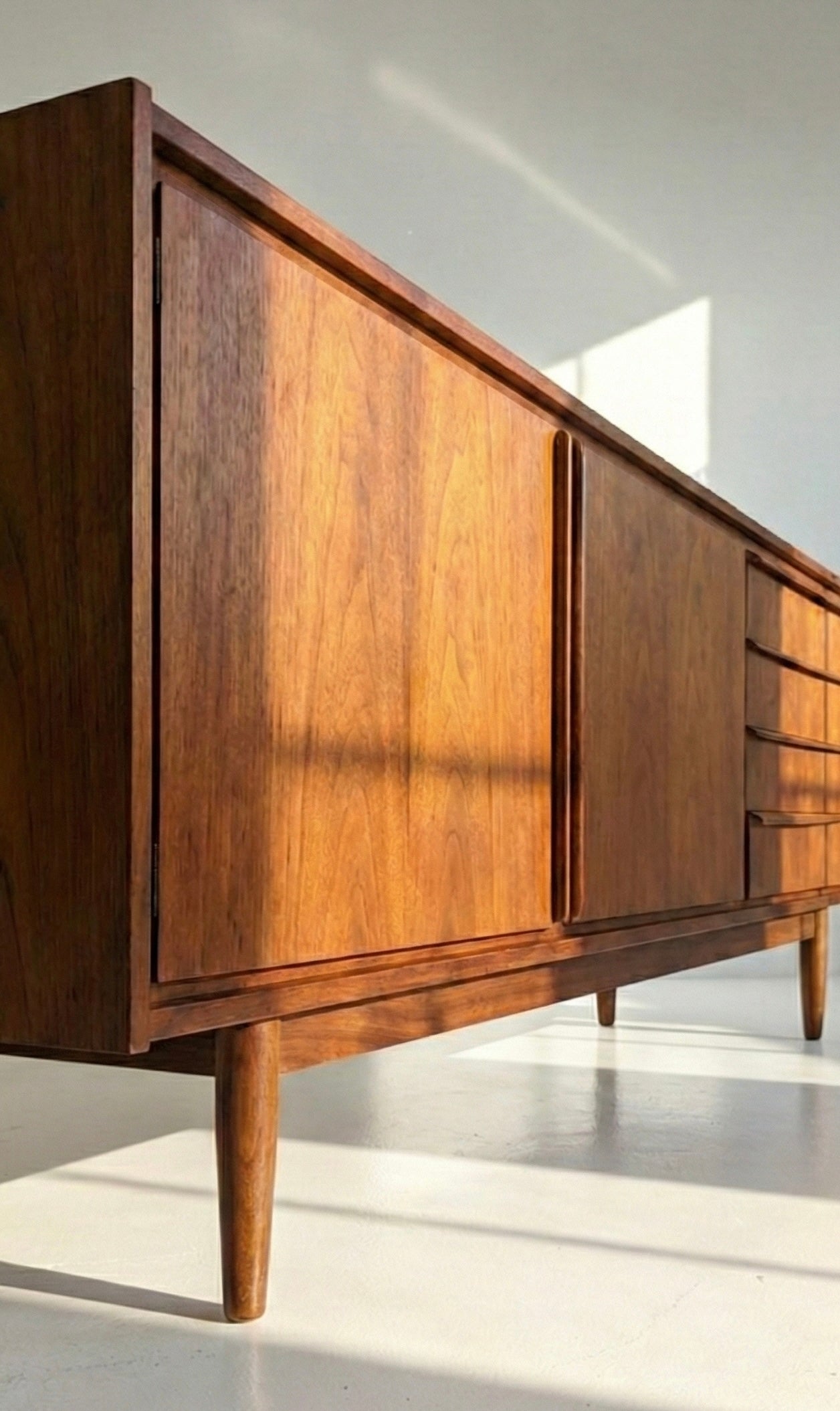 Mid Century Parker Nordic Model No 83 Collectable Black wood teak 1970s draws cigar legs sideboard storage mcm