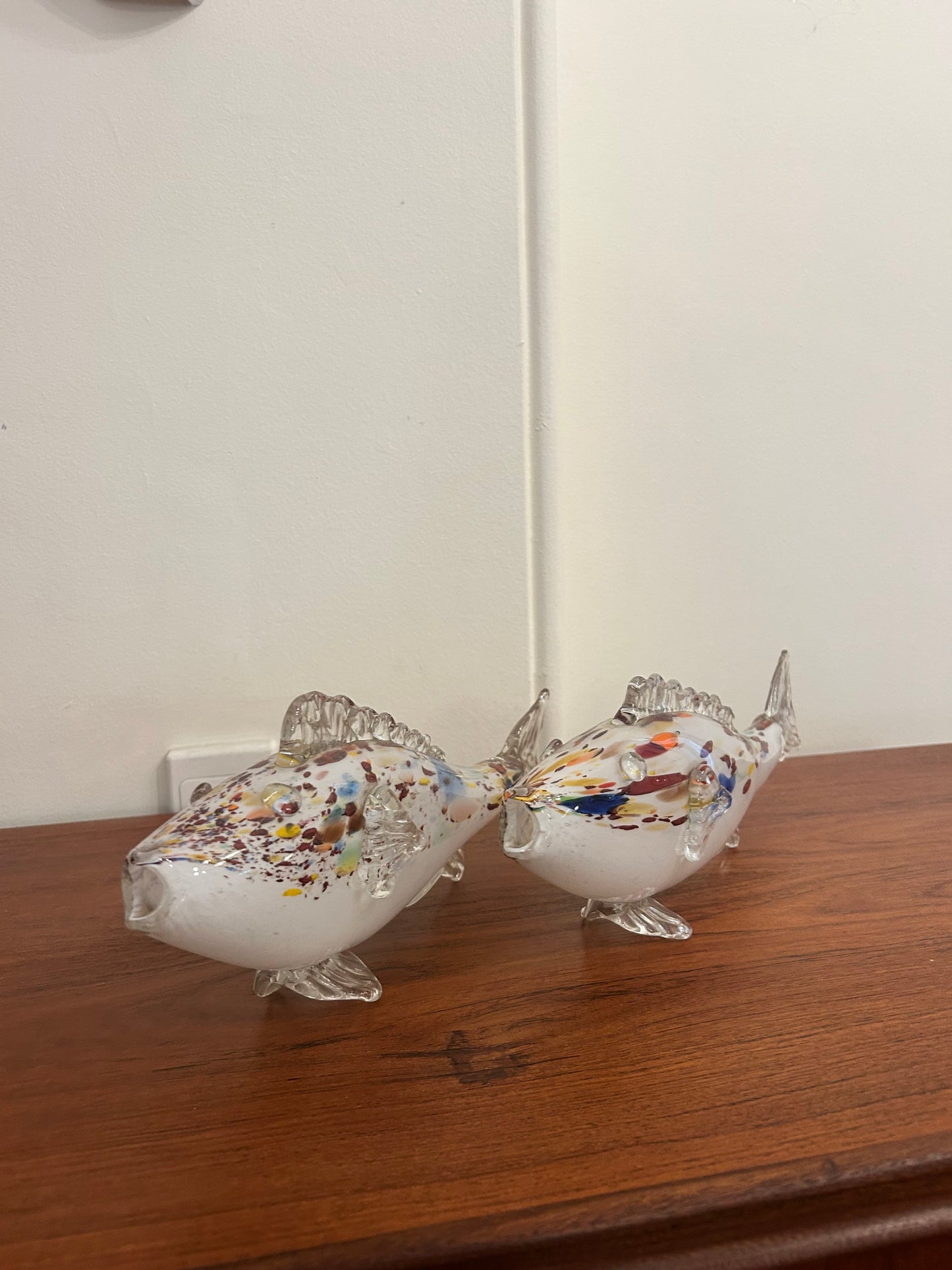 Murano glass blown fish pair