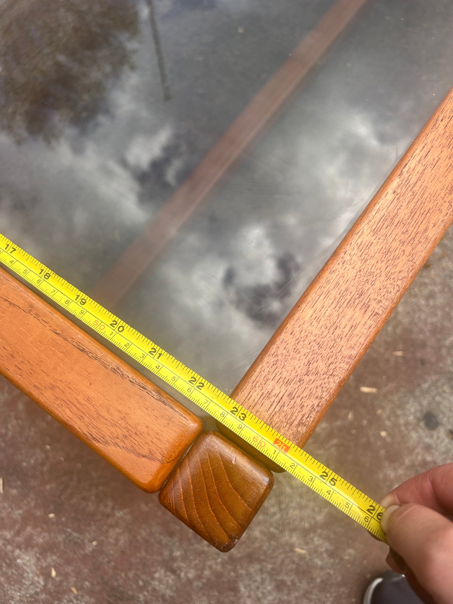 Parker mid century teak table smokey glass 1970s