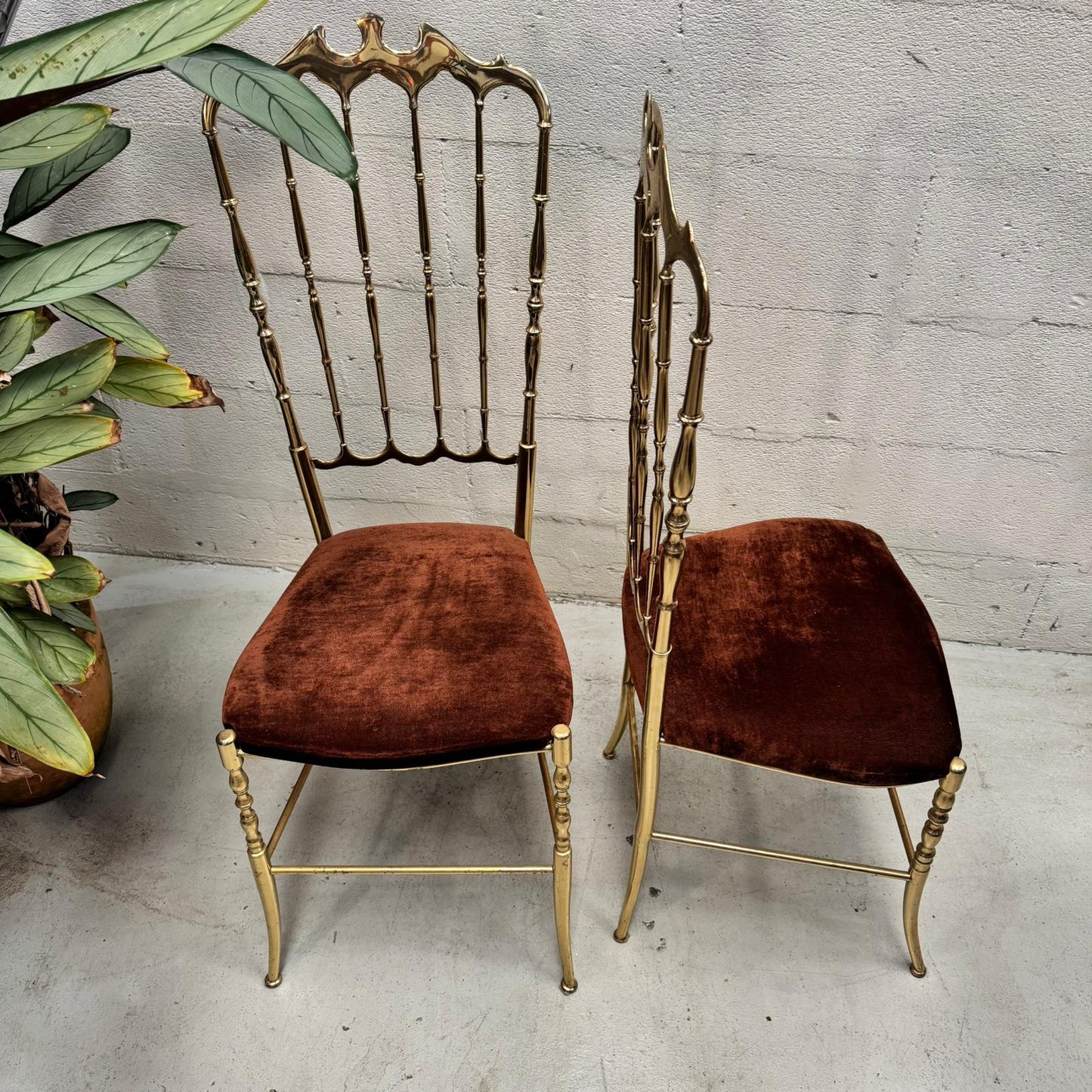 Chiavari Chairs Set Polished Brass Italy 1960s (4)