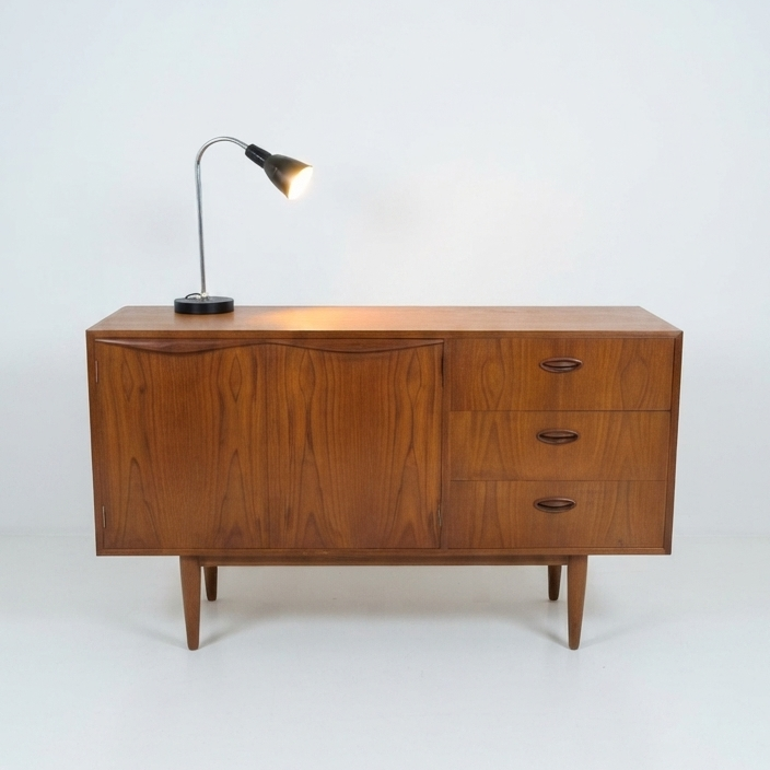 Mid Century Chiswell teak two door RARE wave sideboard storage buffet LP Cabinet mcm retro