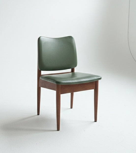 Mid Century Chiswell Forest Green set of three vinyl chairs teak retro mcm 1970s