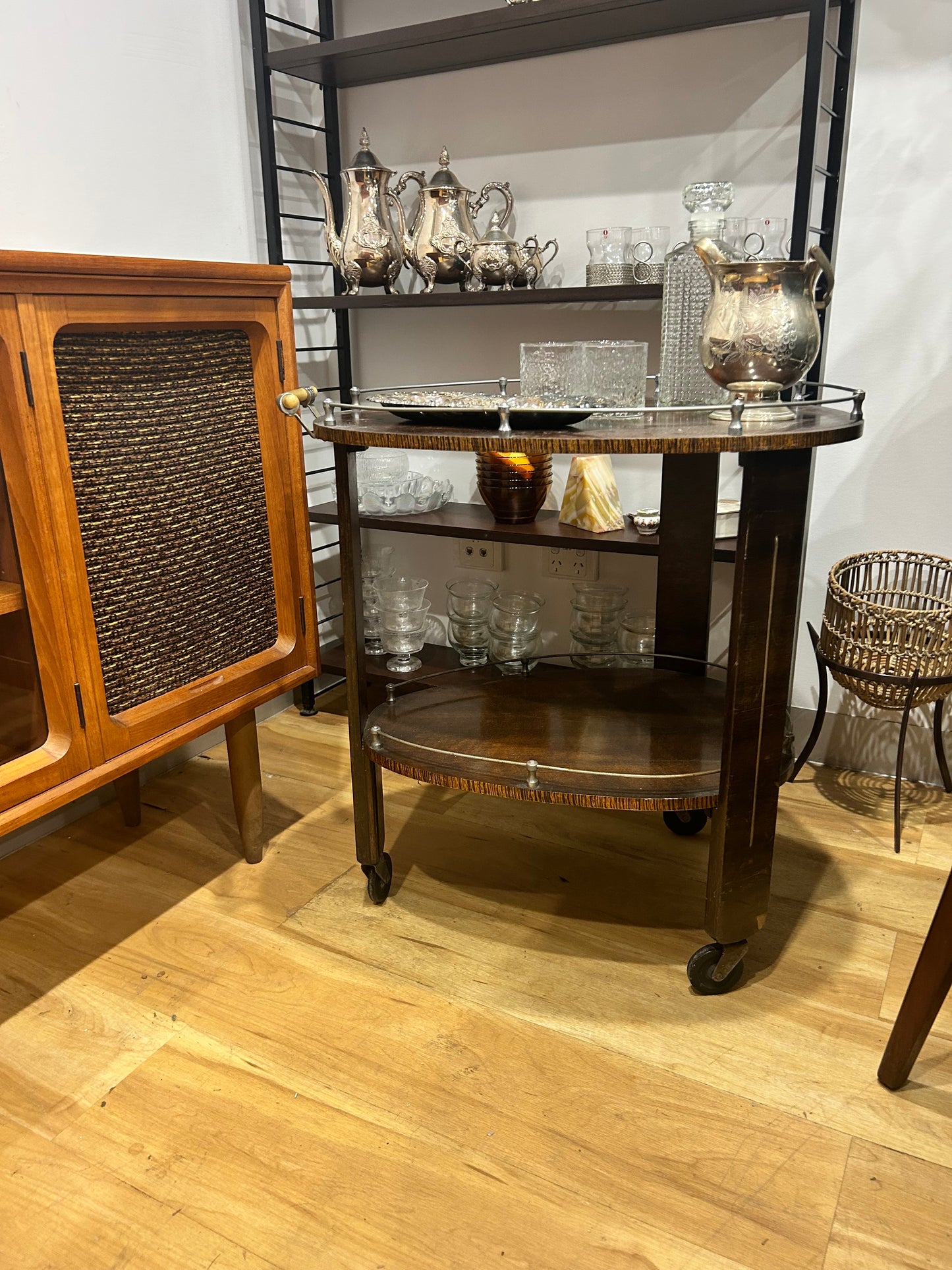 Vintage art deco drink trolley bar cart