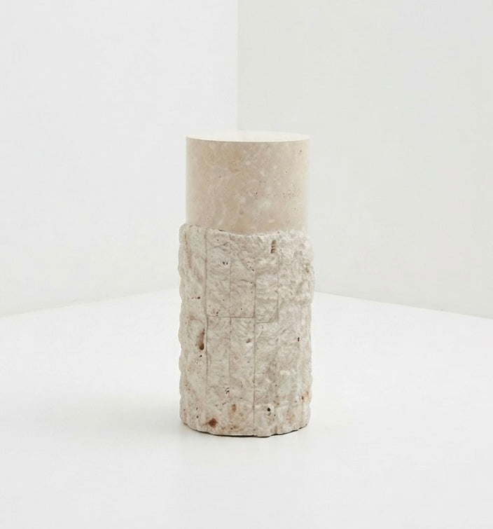 Mid Century Fossil Stone Plinth table display column