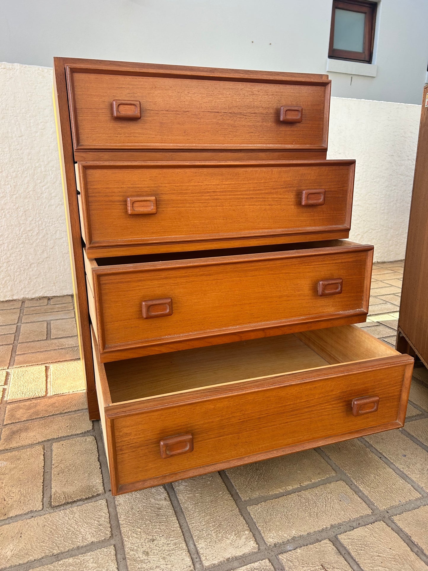 Parker bedsides golden teak square handle Mid Century