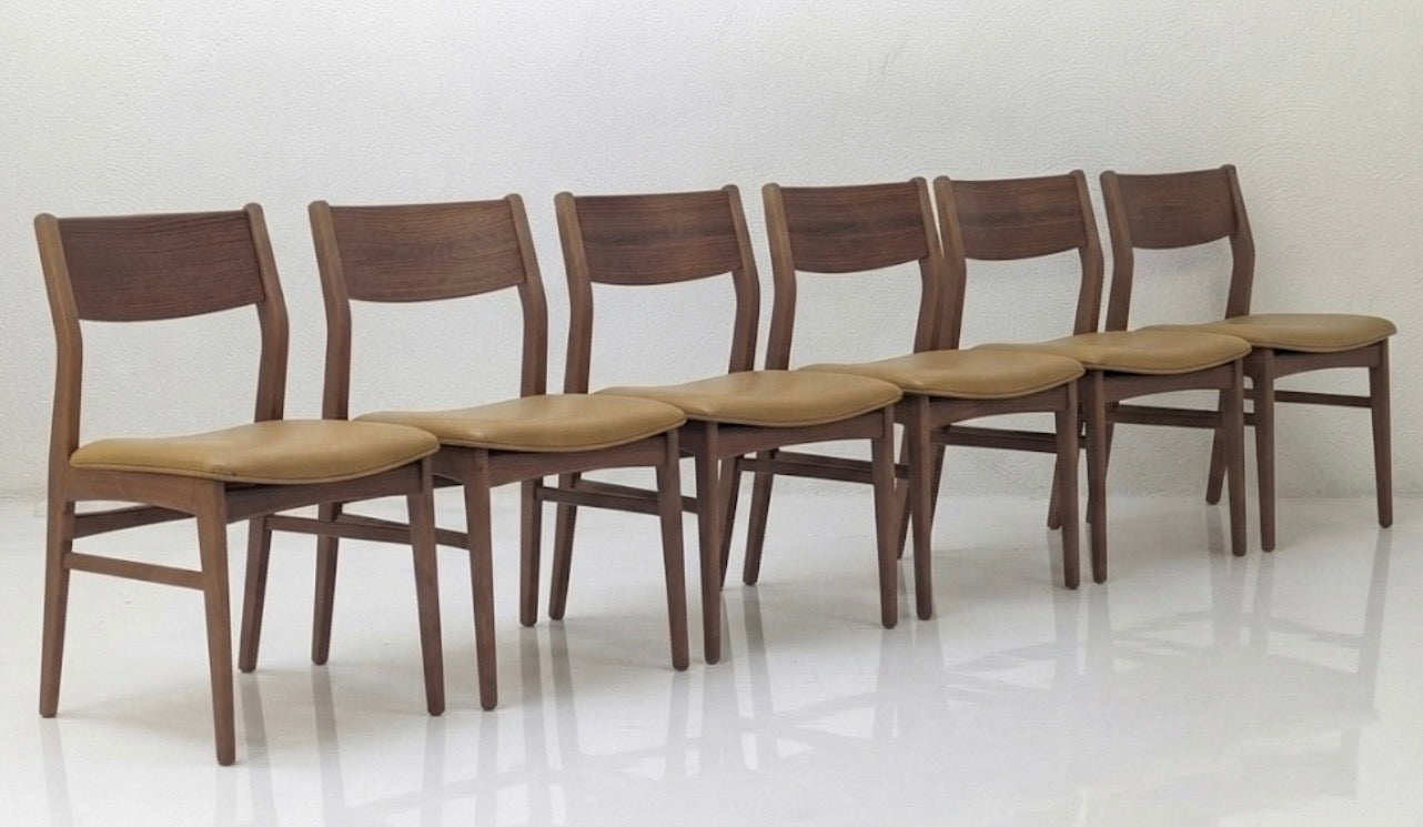 Macrob Set of Six Dining Chairs in Mustard Vinyl