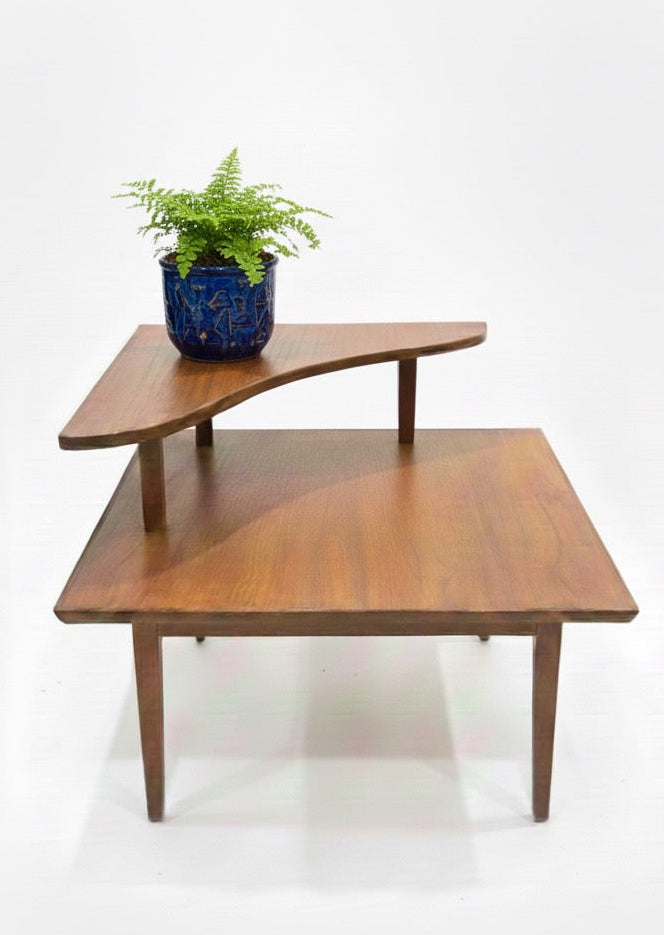 Mid Century Parker corner two tier table teak