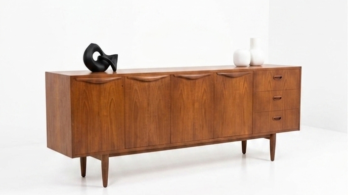 Mid Century Wave teak sideboard Large MCM Retro