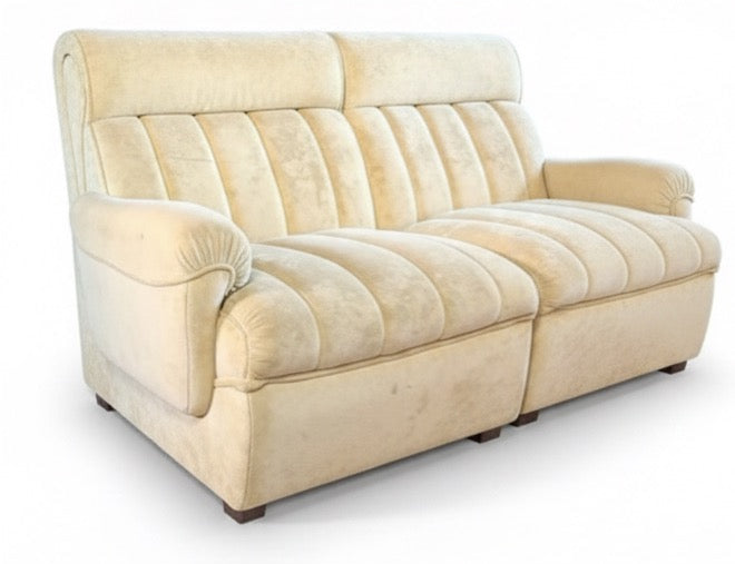 Mid Century Cream Velvet Modular with Inbuilt Radio Lounge Coffee Table Shelf