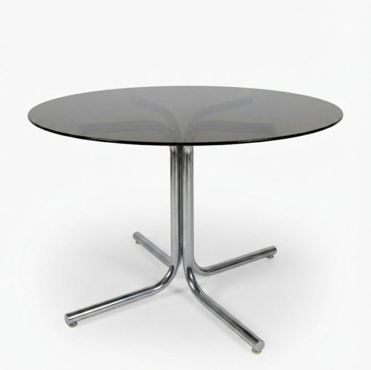 Mid Century Space Age chrome and smokey glass 1970s table