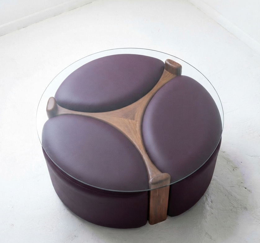 T H Brown coffee table and foot stools custom order 3 - 4 week lead time