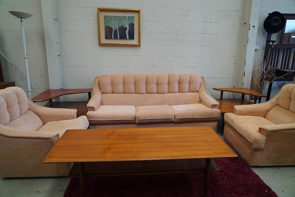 Baby Pink Parker Lounge Suite Inc Three Seater & Two Arm Chairs