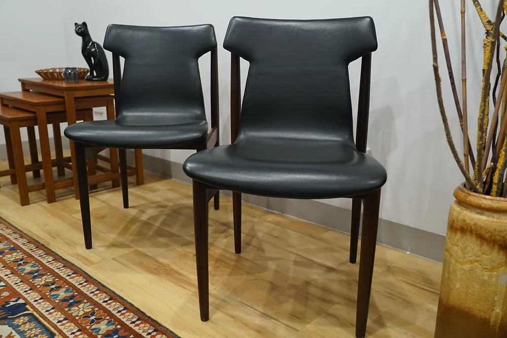 Black Danish Rosewood Chairs Pair