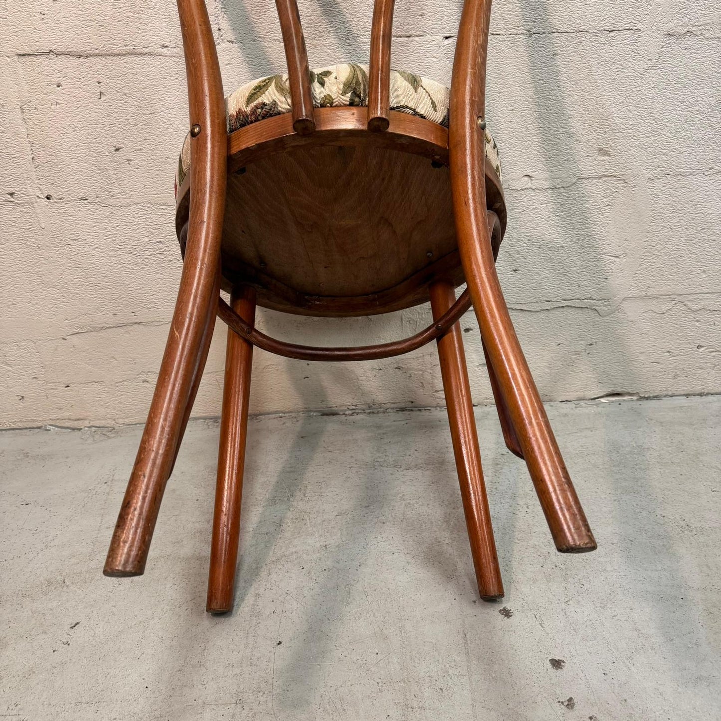 Mid Century Romanian Bentwood Chairs Set with floral upholstered seats