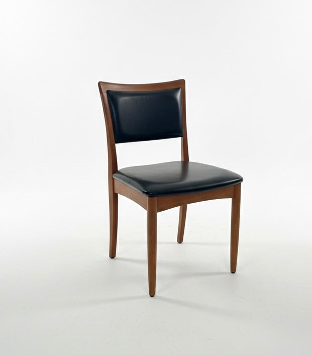 Mid Century Chiswell black vinyl teak office dining chair retro mcm seat