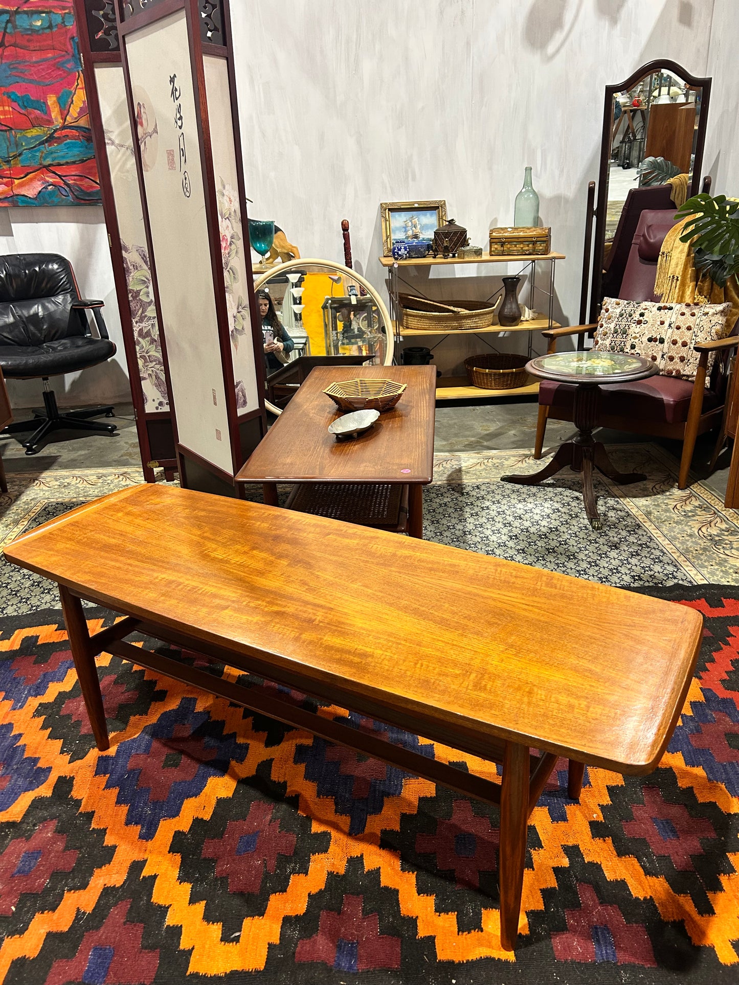 Parker lip edge coffee table golden teak