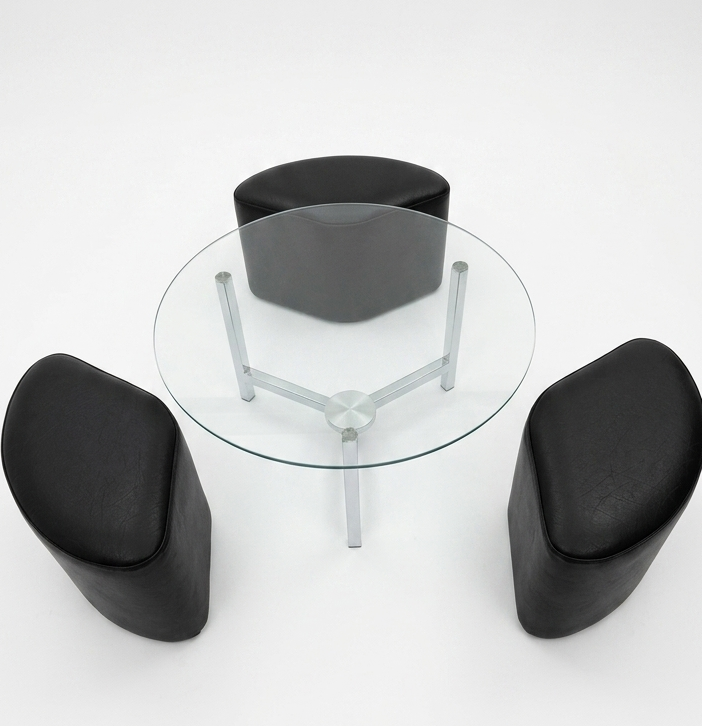 Mid Century 1970s T H BROWN style Ariel Space Age Chrome Coffee table stools