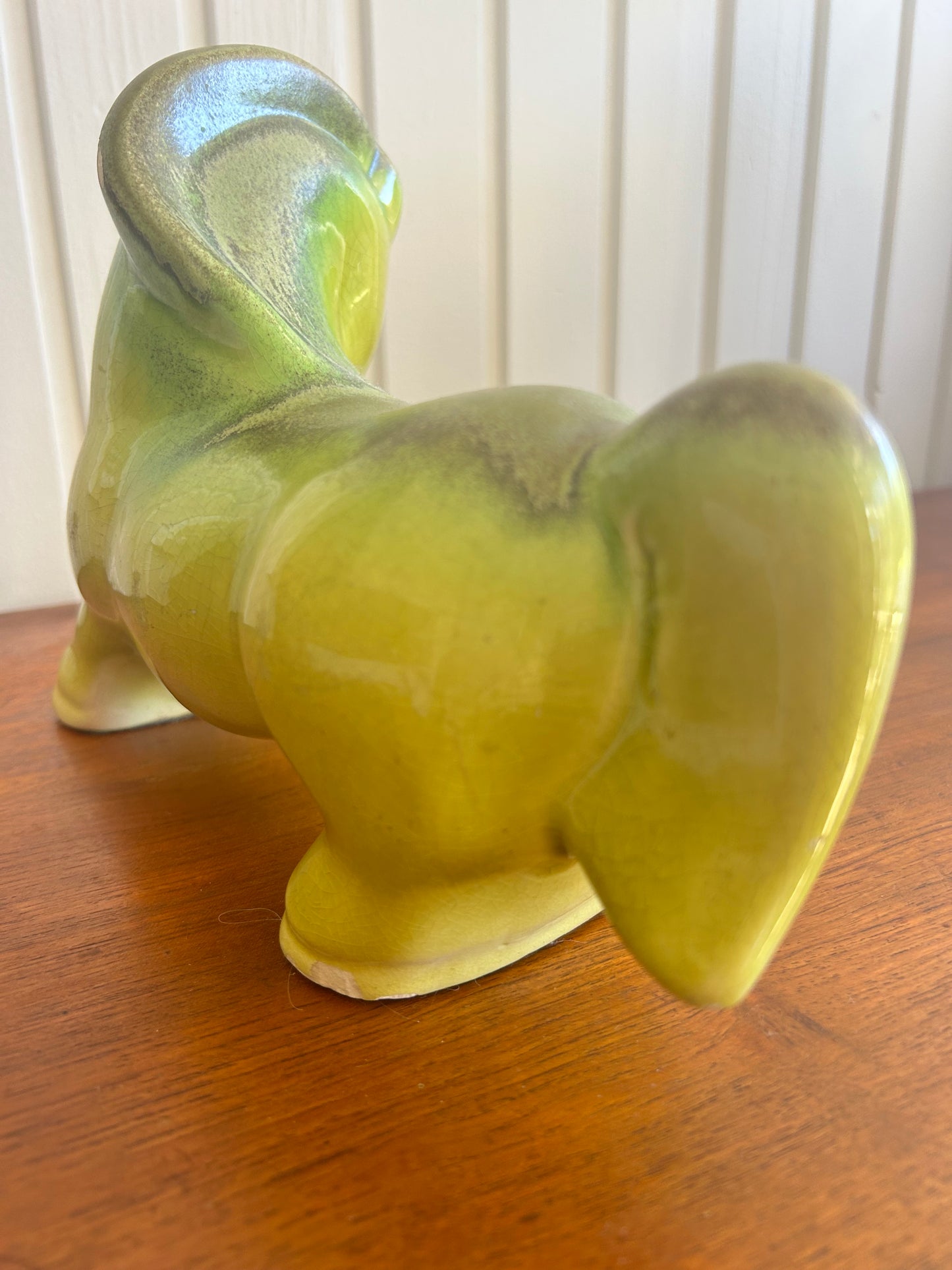 Mid Century Frankoma horse pottery figure bright lime and yellow