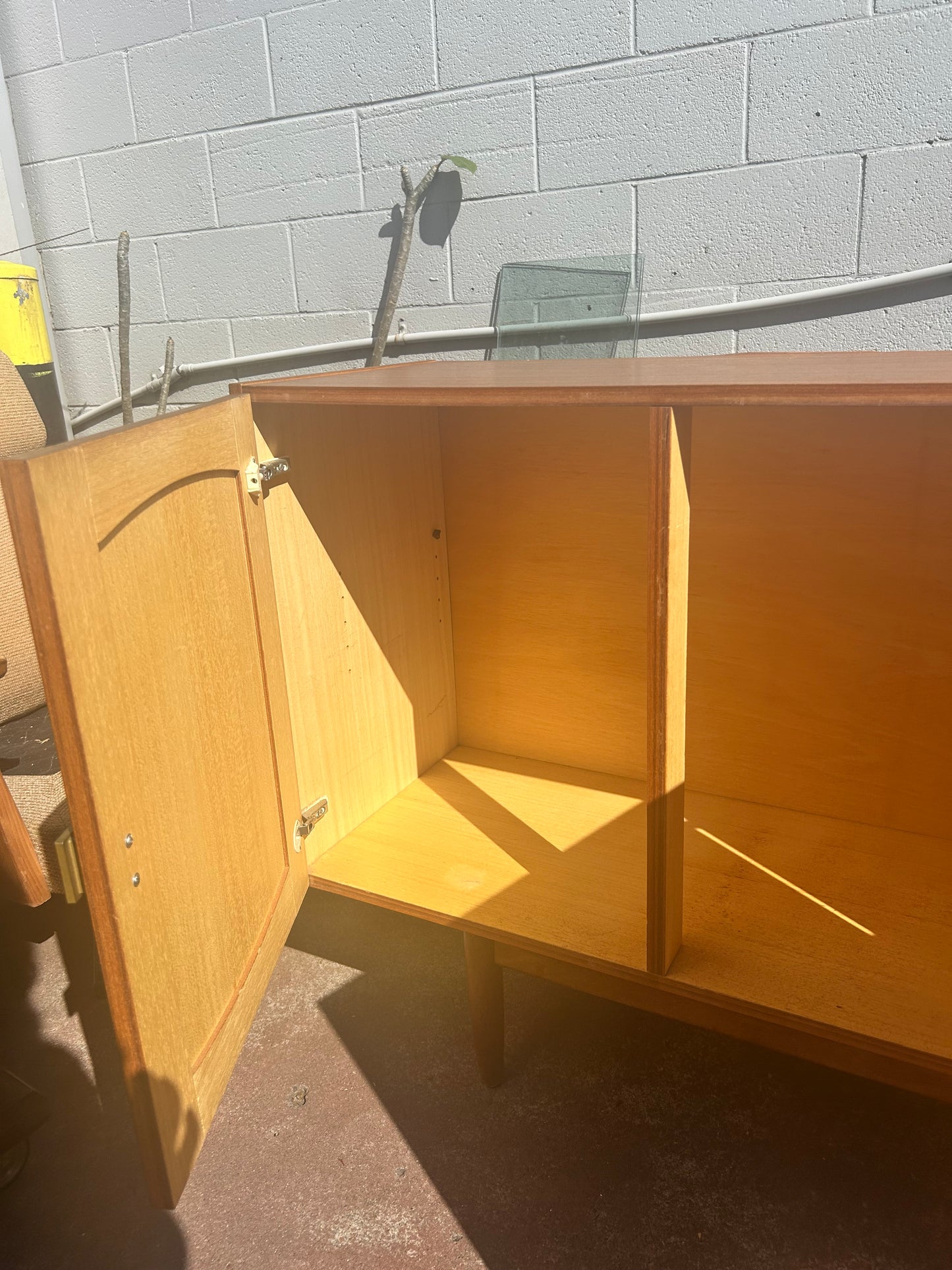 Mid Century golden teak sideboard buffet storage cabinet