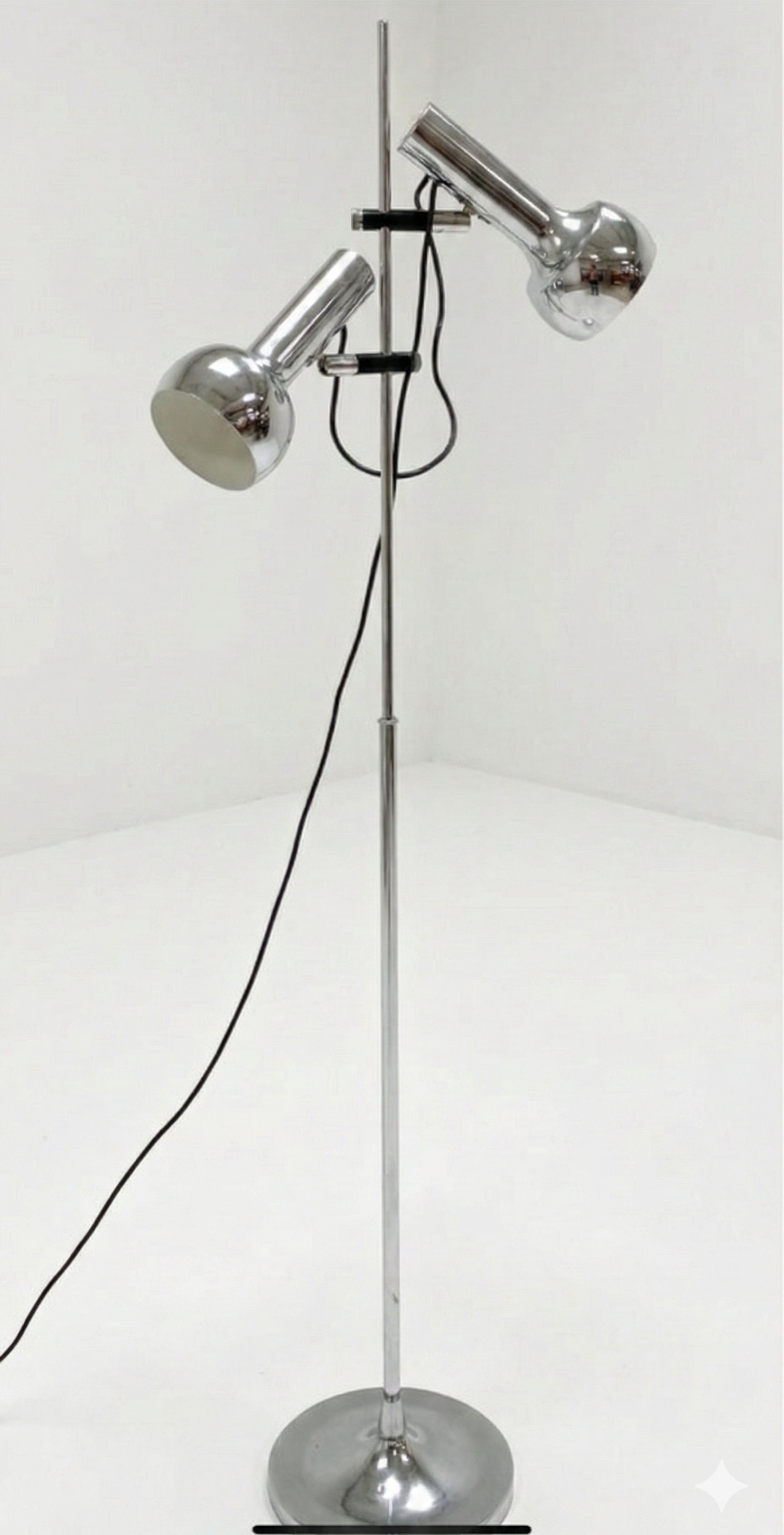Mid Century Twin floor lamp Oslo chrome retro