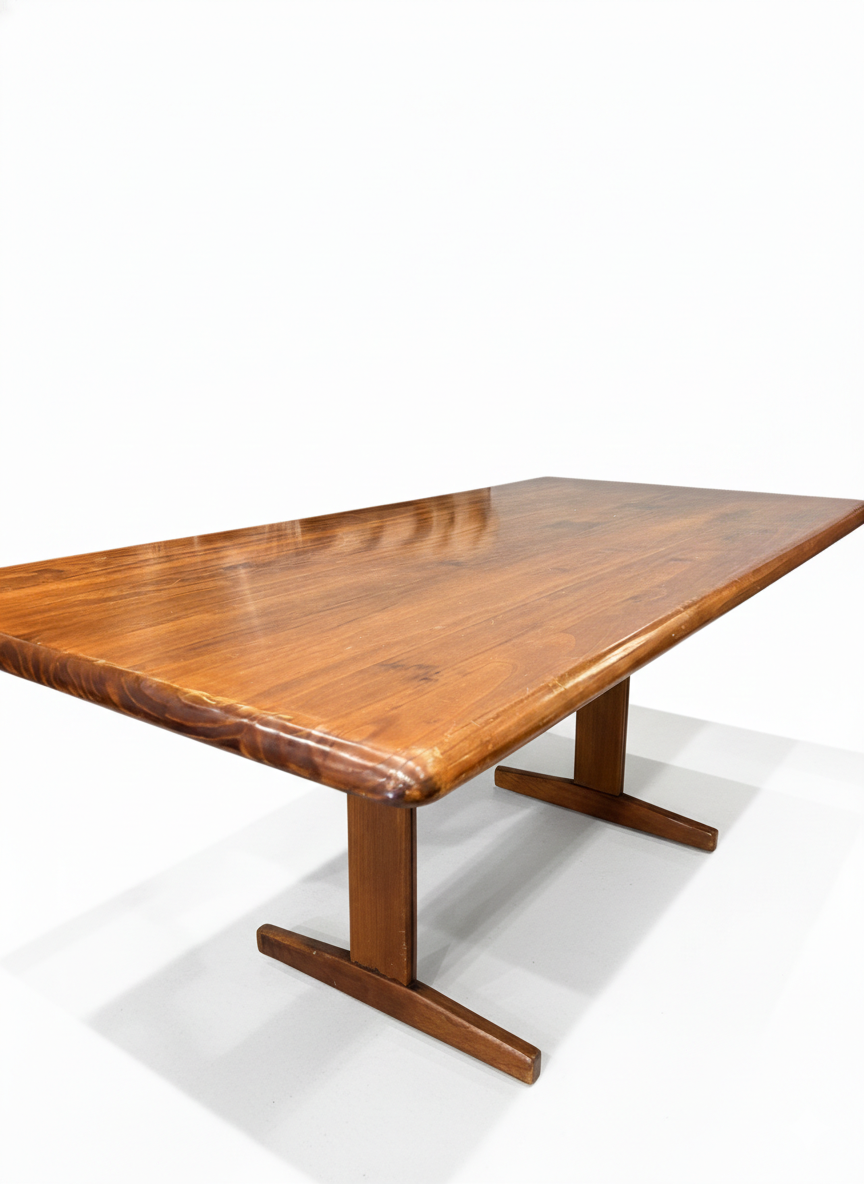 Mid Century Australian rectangle farmhouse pine style Dinning TABLE POST N RAIL 1970s