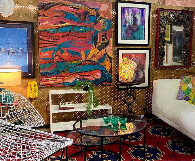 Mid Century Abstract Art multi colour acrylic 122cm x 102cm