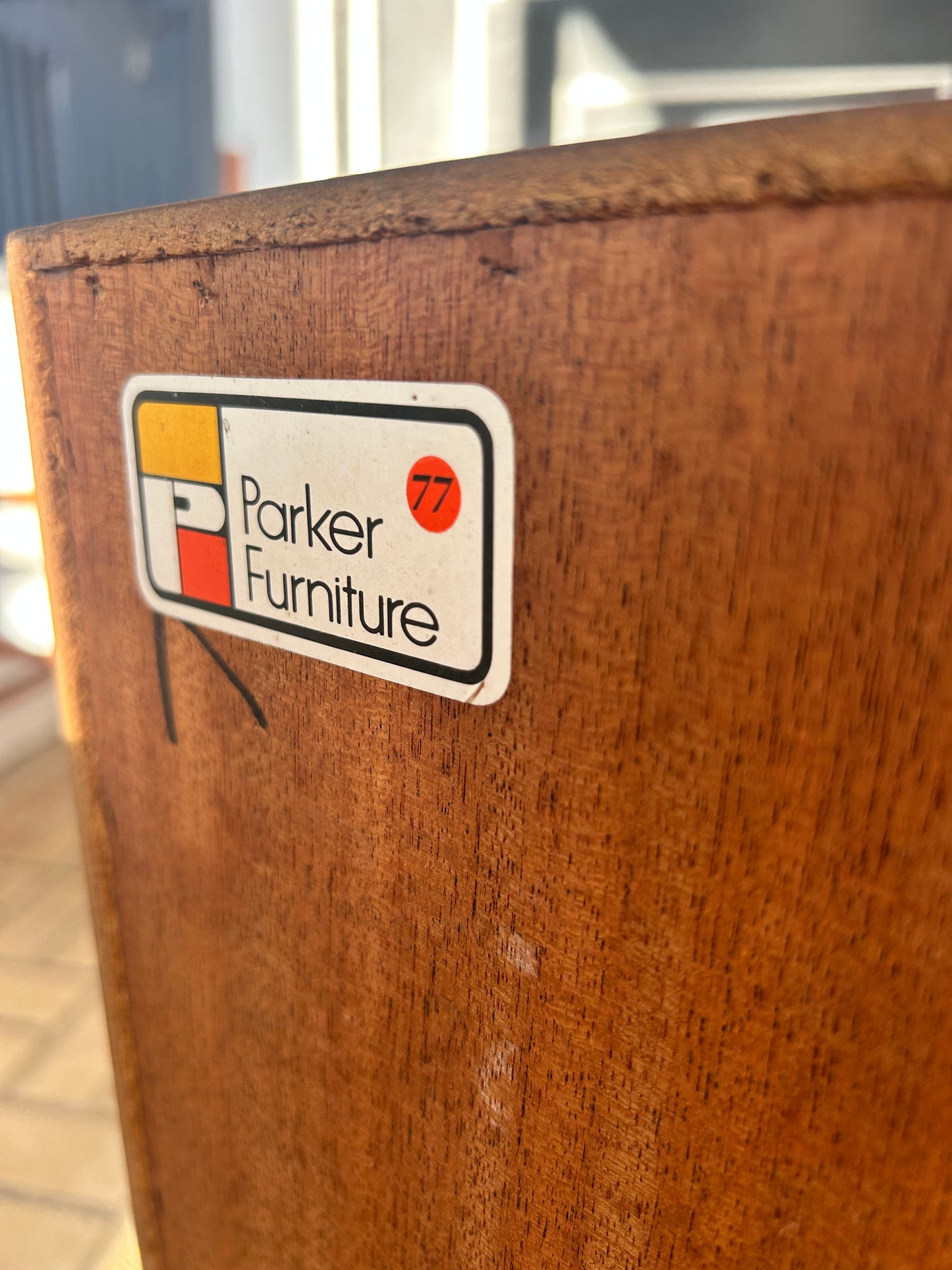 Parker bedsides golden teak square handle Mid Century