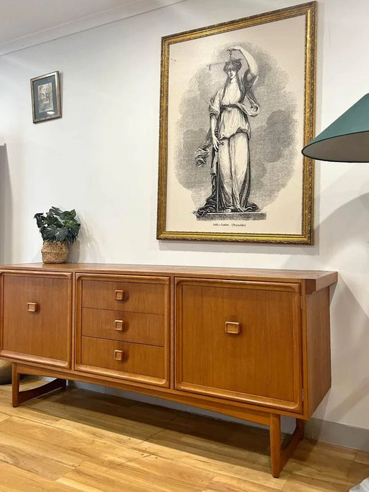Mid Century Parker Sleigh Sideboard Golden Teak