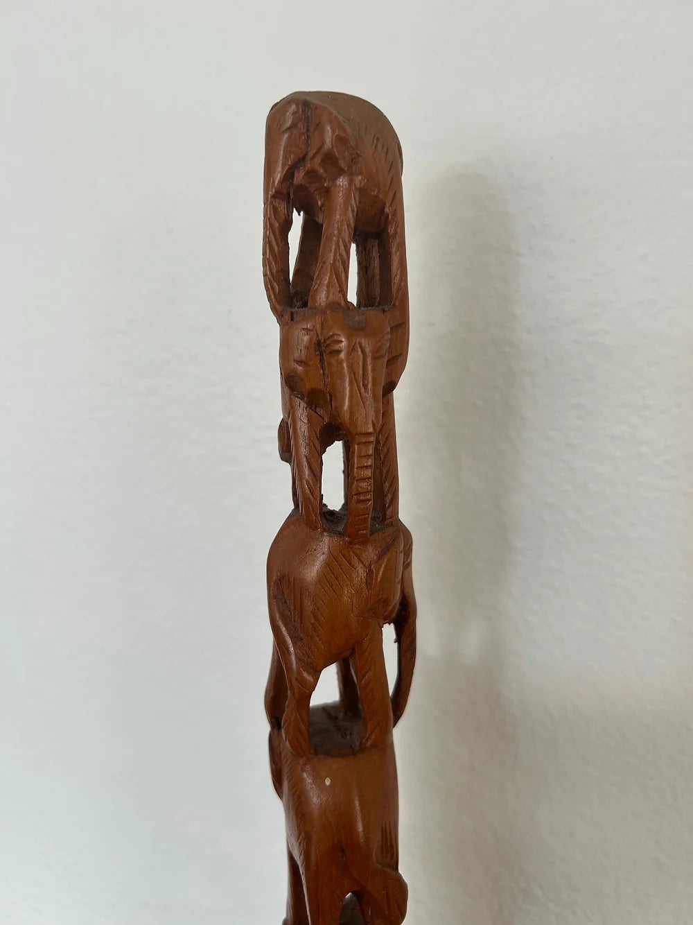 Mid Century Stacked Elephants Hand Carved Teak Timber