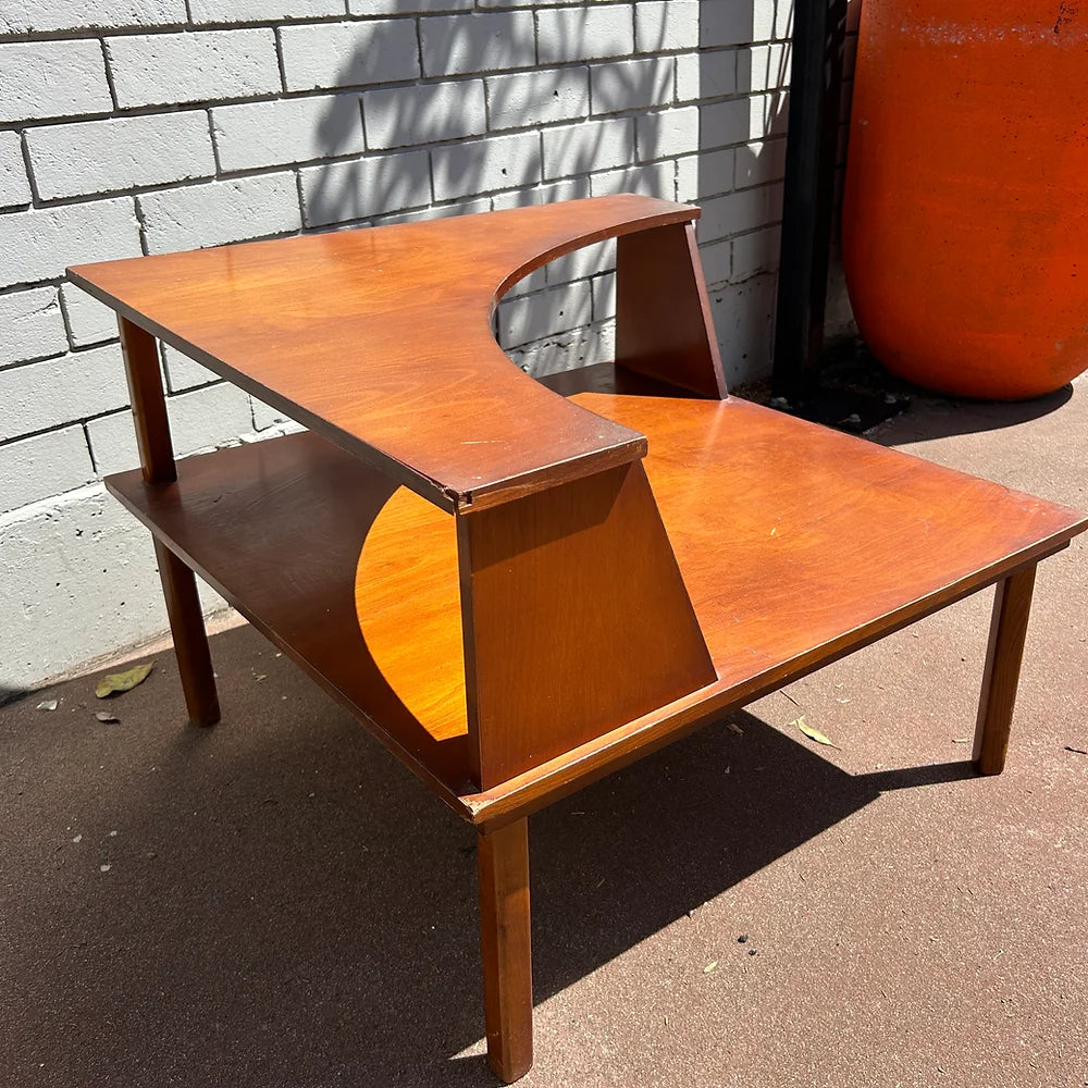 Mid Century Fler Teak Corner Lamp Table Retro