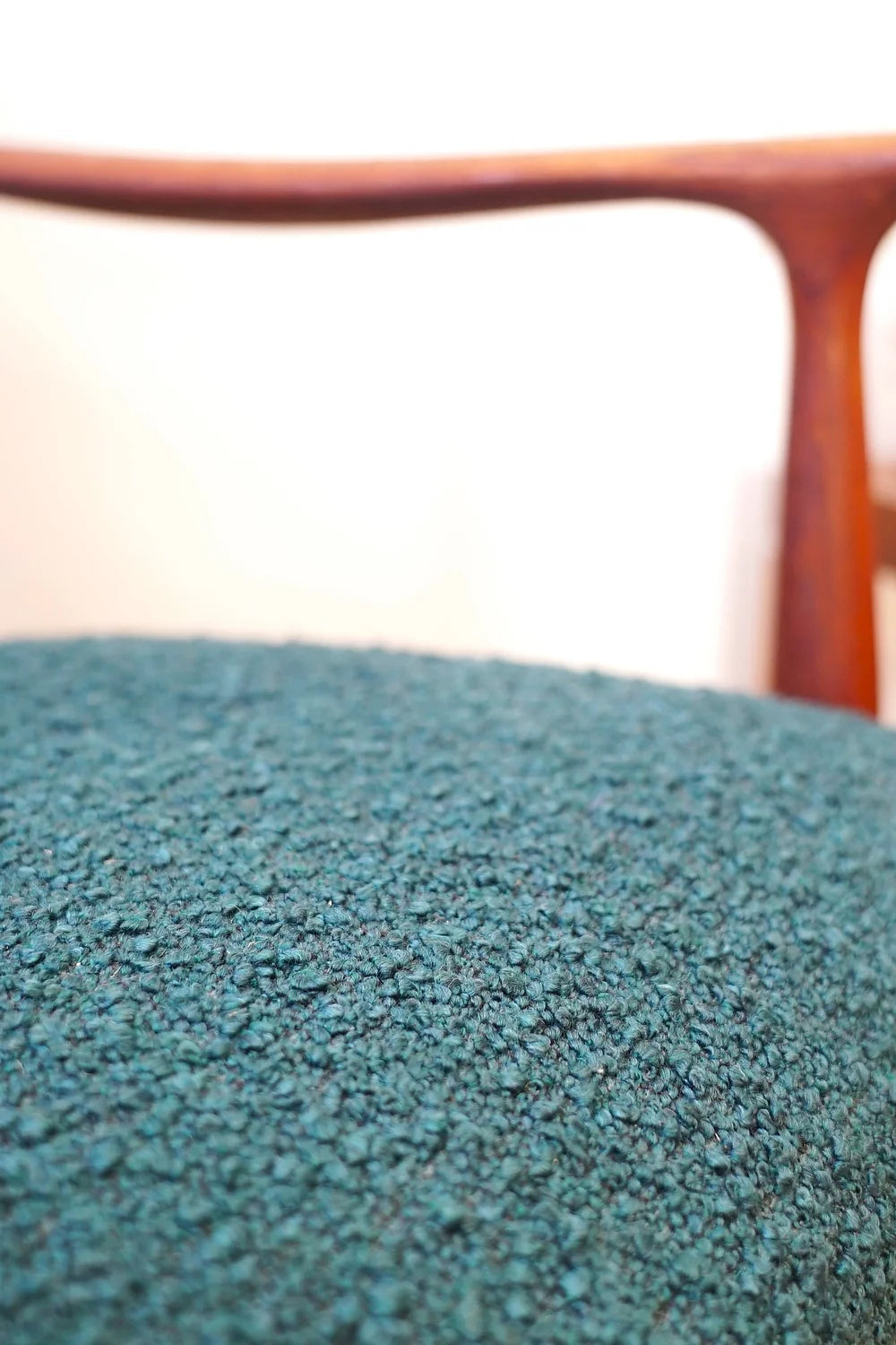 Parker Carver Chair Re-Upholstered in Blue Boucle