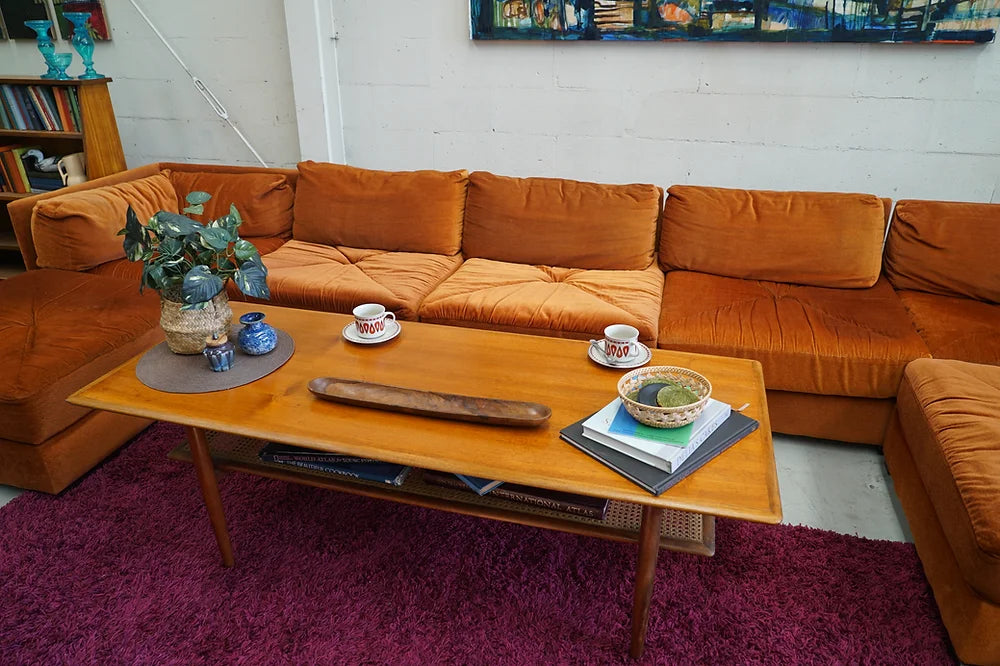 Parker Extra Large Coffee Table With Rattan Shelf