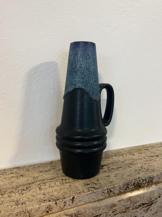 Mid Century West German Blue jug fat lava 400 - 22 vase decor