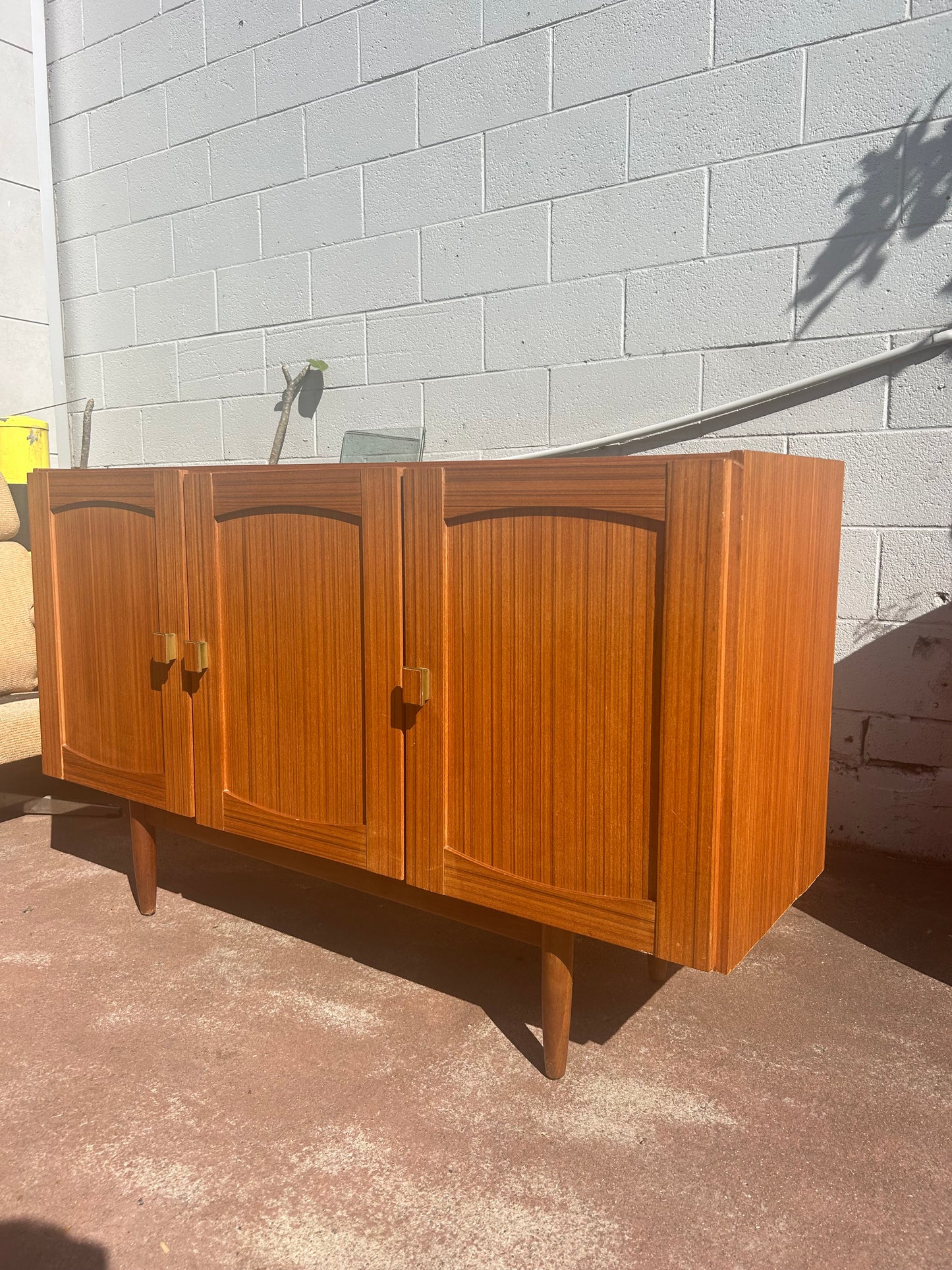 Mid Century golden teak sideboard buffet storage cabinet