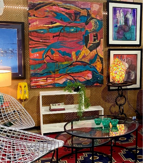 Mid Century Abstract Art multi colour acrylic 122cm x 102cm