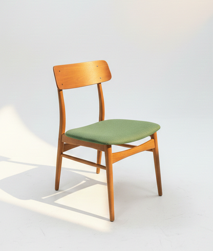 Mid Century Danish teak chair New Green Upholstery 1960s retro
