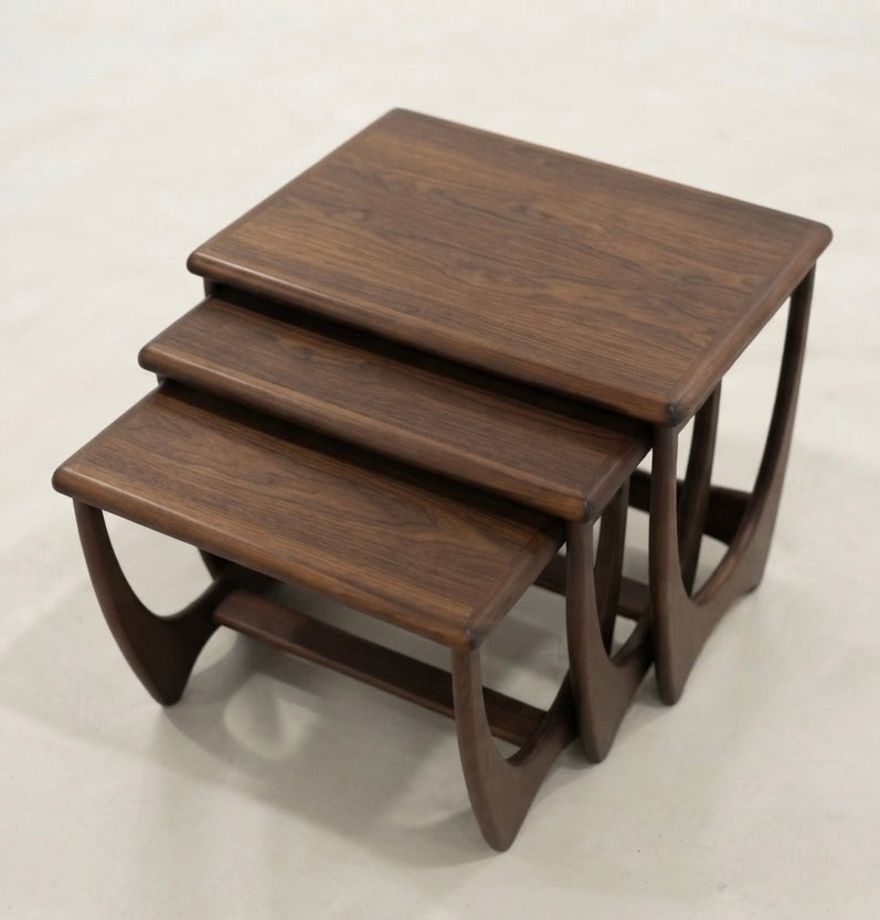 Kalmar Nesting walnut veneer coachwood table coffee Custom finish