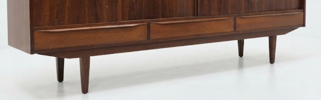 Mid Century Danish Highboard sideboard style E W Bach 1960s lip edge teak storage