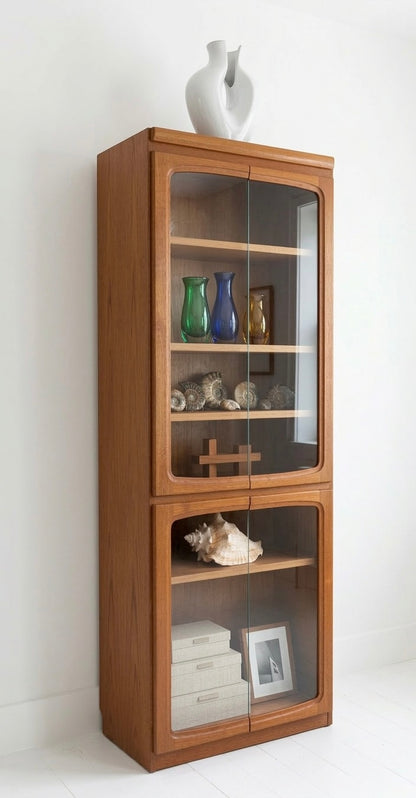 Mid Century golden teak Chiswell glass display cabinet retro mcm