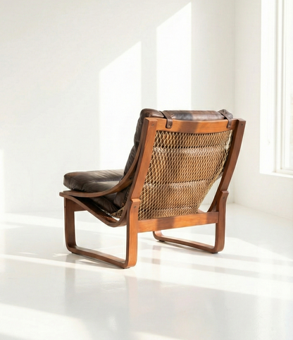 Mid Century Tessa T4 Sling brown leather armchair seat chair