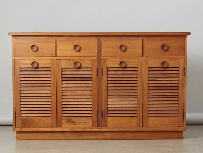 Mid Century Louvre door finish sideboard highboard storage Maple Australian 1960s