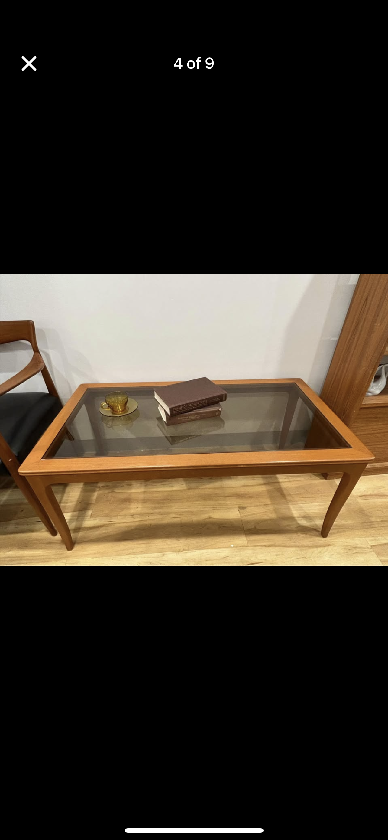 Chiswell smoked glass coffee table golden teak