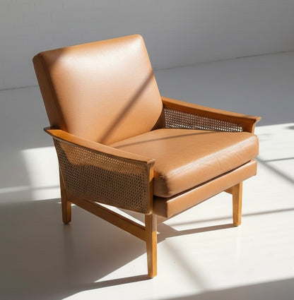 Mid Century Fler Fler line armchair with rattan Custom Order 3-4 week lead time