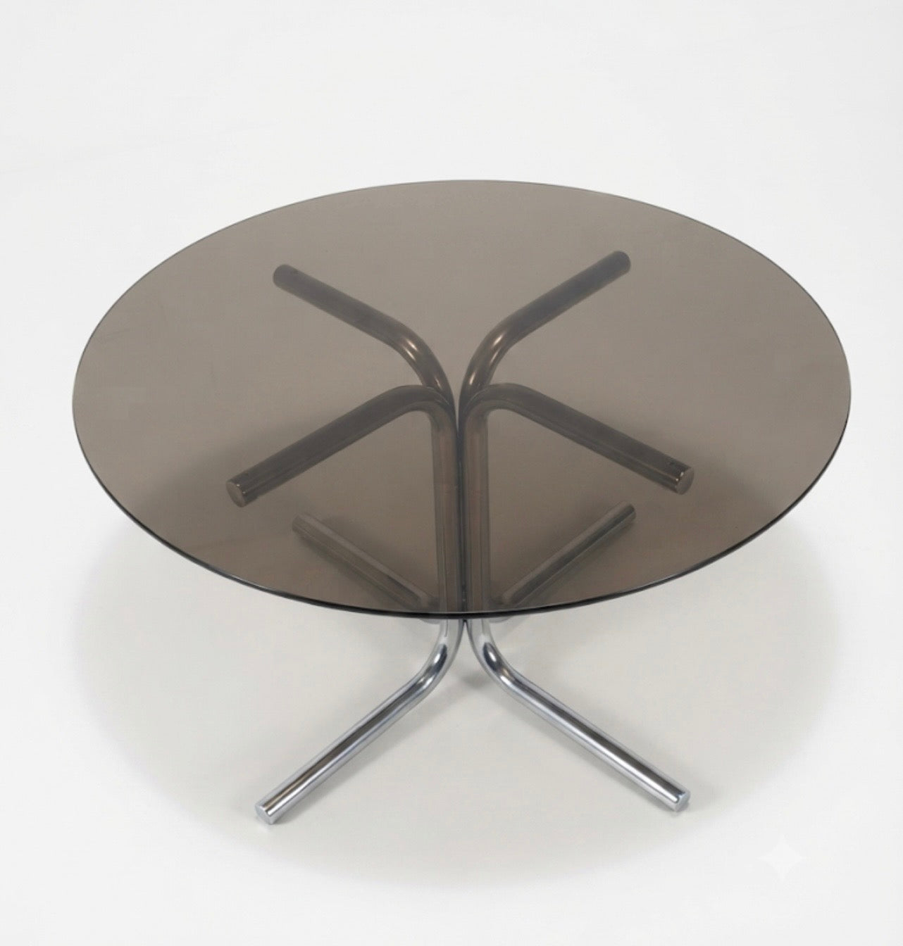 Mid Century Space Age chrome and smokey glass 1970s table