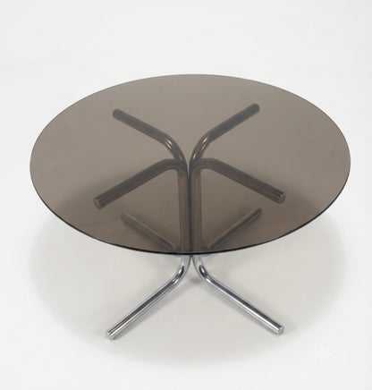 Mid Century Space Age chrome and smokey glass 1970s table