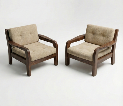 Mid Century Danish Backwood sculpture armchair original wool