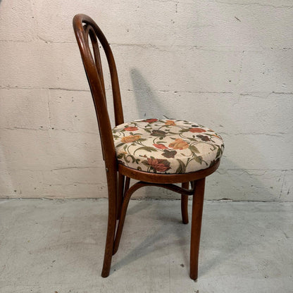 Mid Century Romanian Bentwood Chairs Set with floral upholstered seats