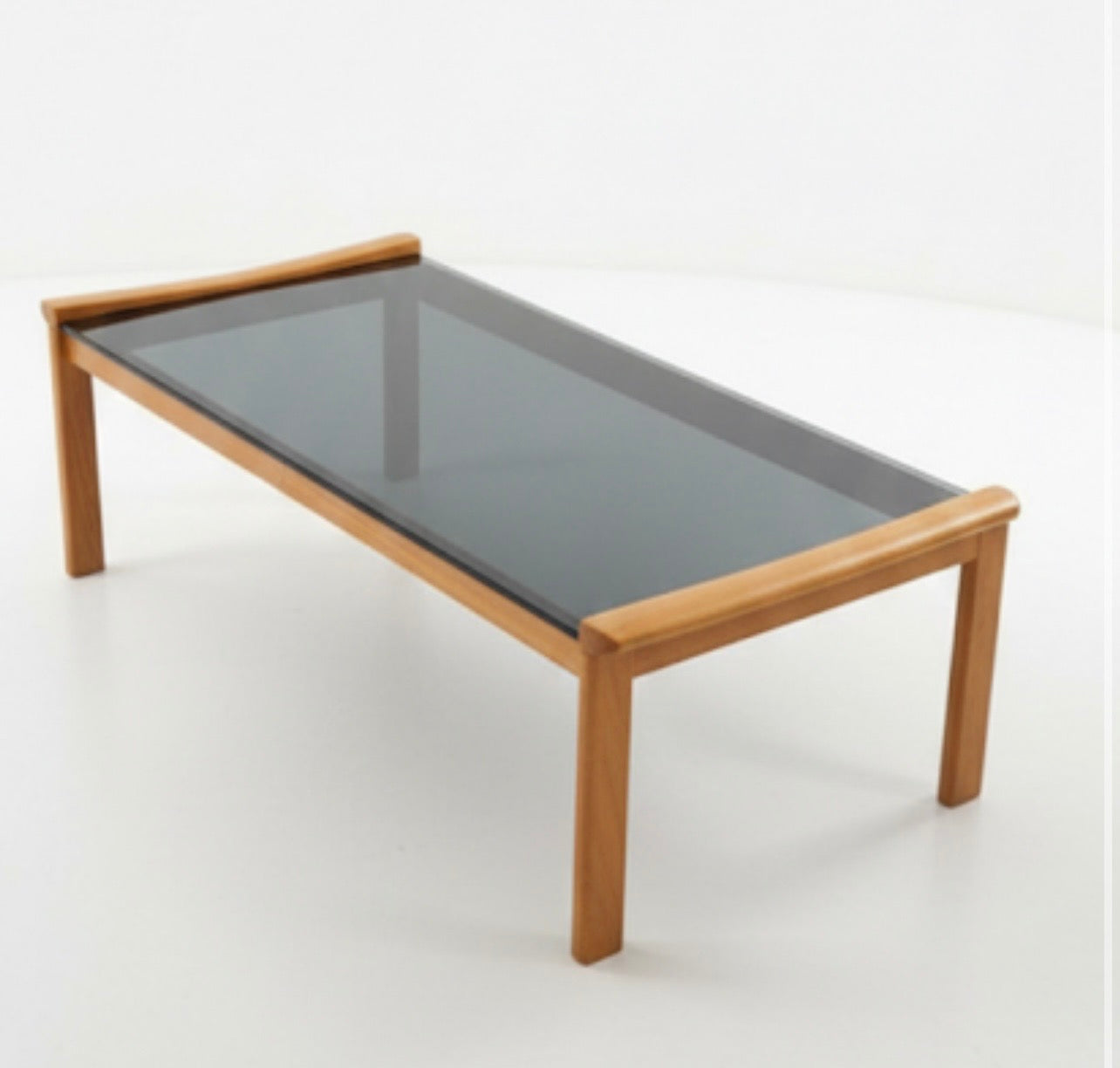 Mid Century Tessa smokey glass Blackwood coffee table large mcm retro